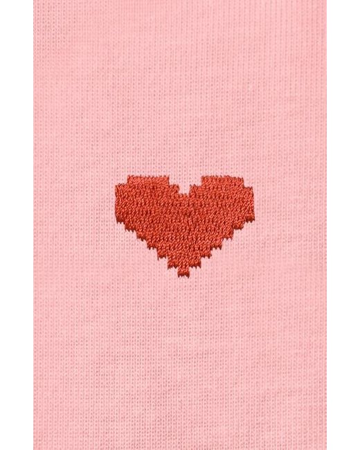 Alix Pink Pixel Heart Jersey Relaxed Tee