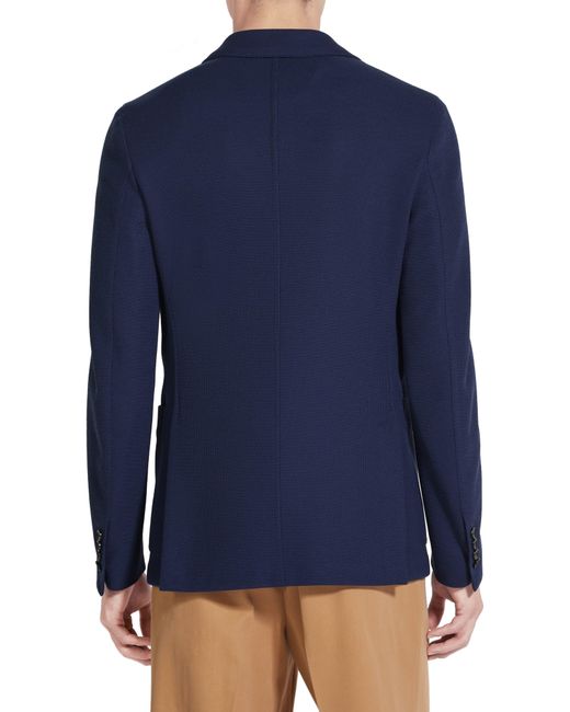 Zegna Blue High Performance Wool & Cotton Jersey Jacket for men