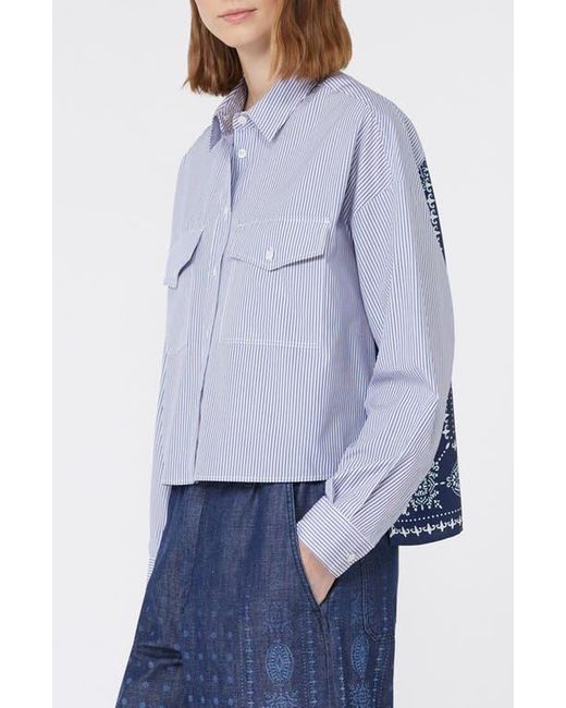 Weekend by Maxmara Blue Doria Stripe Colorblock Button-Up Shirt