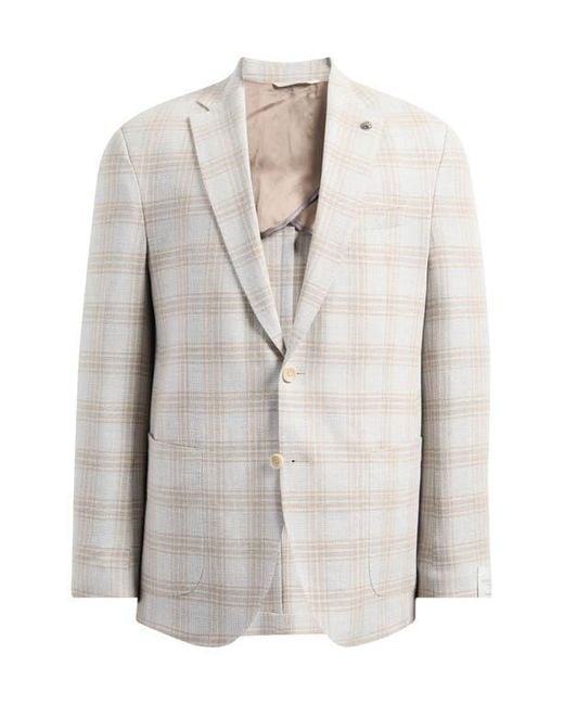 Jack Victor Gray Hampton Plaid Knit Wool & Linen Blend Sport Coat for men