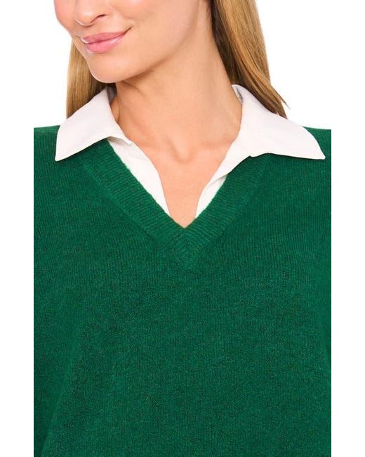 Halogen® Green Layered Look Sweater