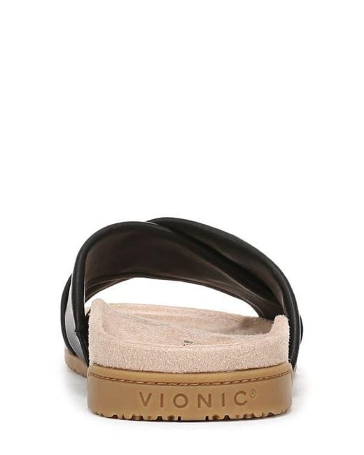 Vionic Black Etna Crossover Slide Sandal