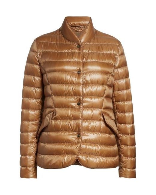 Herno Fitted Quilted Down Puffer Jacket in Brown Lyst