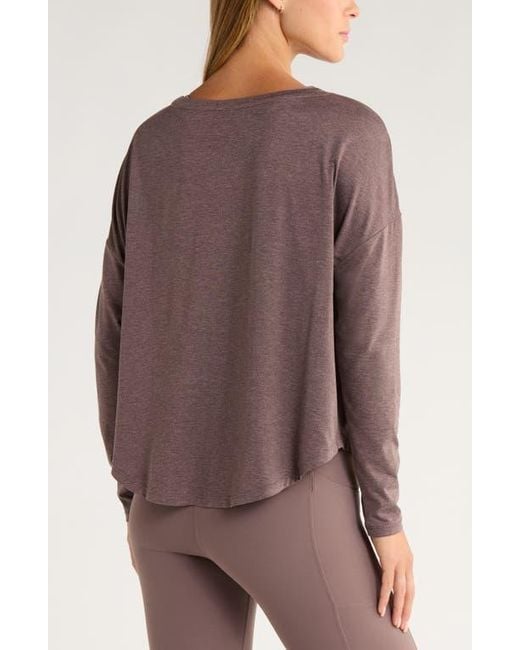 Zella Purple Restore Soft Long Sleeve Relaxed T-Shirt