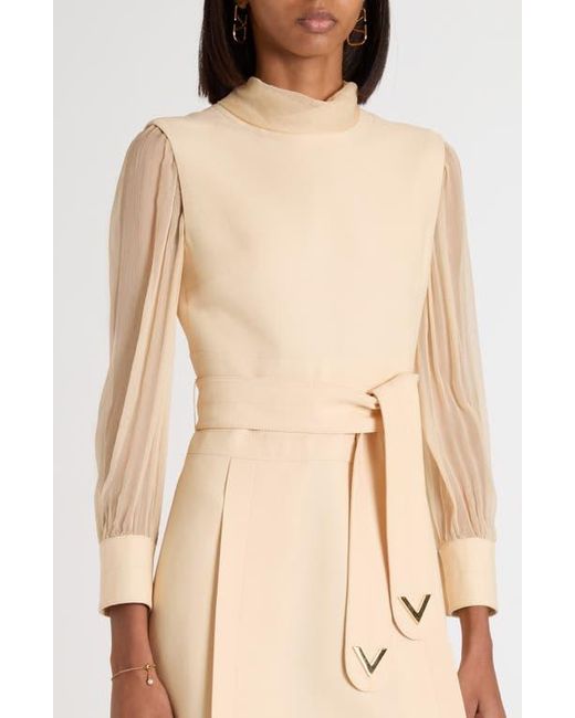 Valentino Garavani Natural V-Detail Crepe Couture Dress
