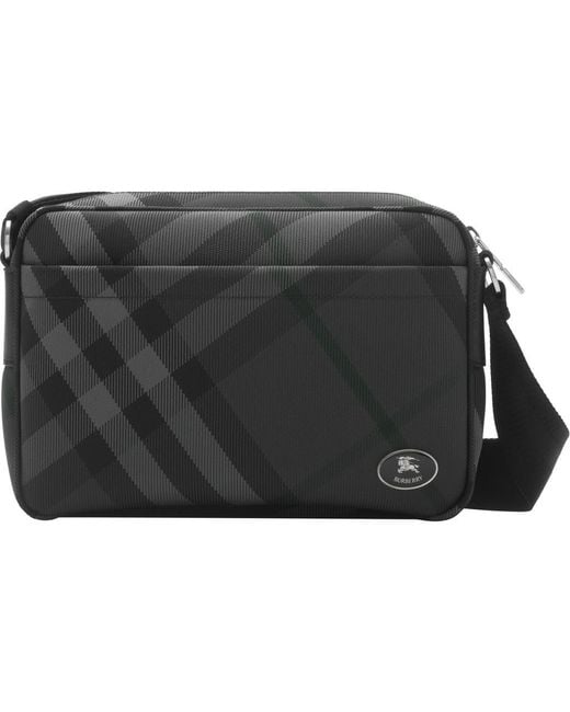 Burberry Black Grid Check Woven Crossbody Bag for men