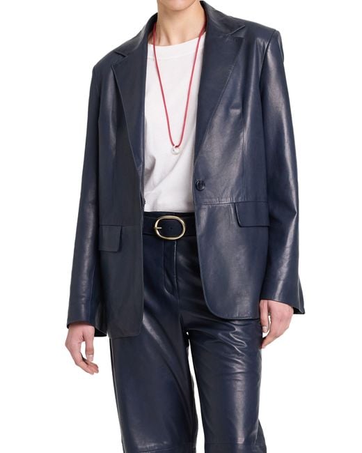 Twp Blue Jillian Leather Blazer