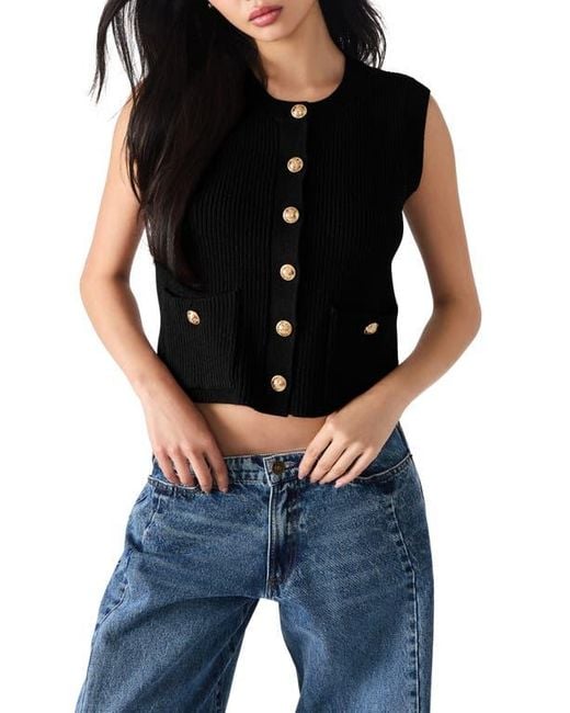 Steve Madden Women's Black Aliya Sweater Vest