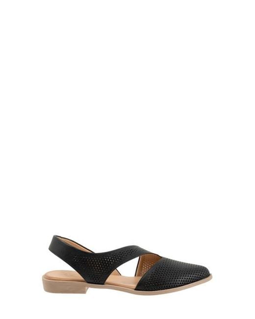 BUENO Black Bianca Perf Slingback Pointed Toe Flat