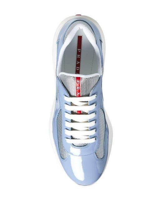 Prada Blue America's Cup Vernice Bike Low Top Sneaker for men