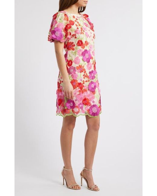Eliza J Floral Embroidered Puff Sleeve Cocktail Dress | Lyst
