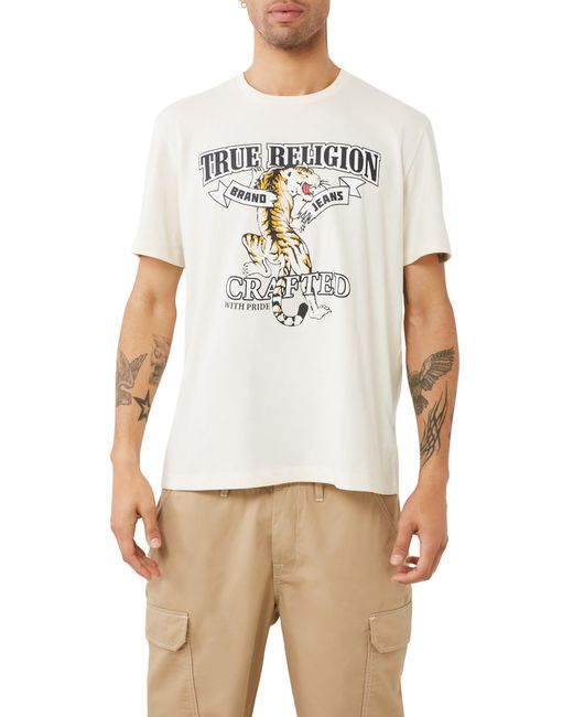 True Religion White Tiger Logo Cotton Graphic T-shirt for men