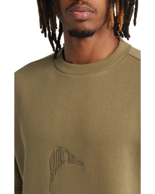 Native Youth Oversize Logo Embroidered Short Sleeve Sweatshirt in Green for  Men | Lyst
