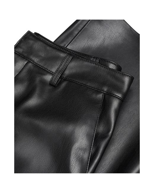 Mango Black High Waist Faux Leather Pants