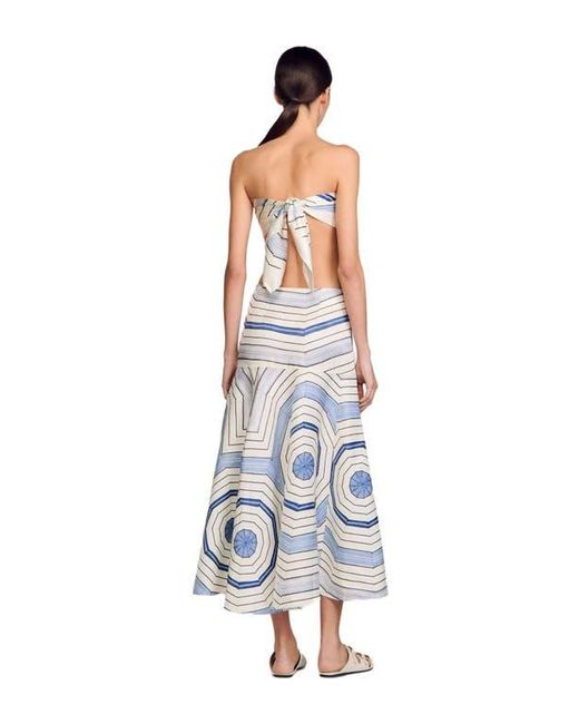 Sandro White Spiral-Motif Maxi Skirt