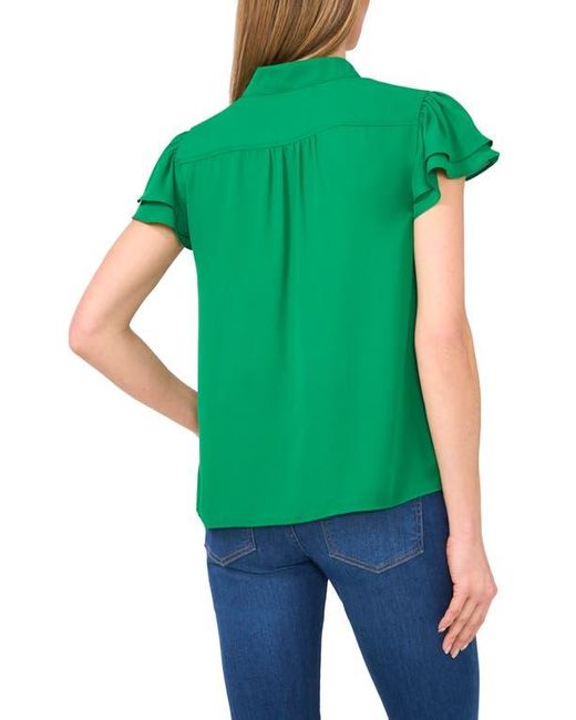 Cece Green Flutter Sleeve Georgette Top