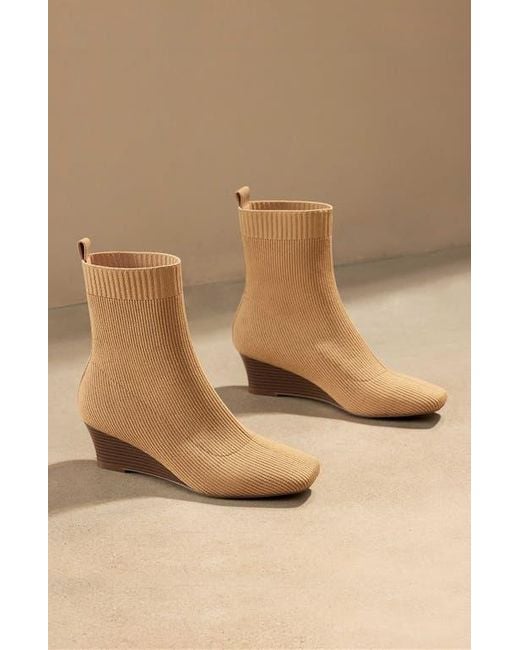 VIVAIA Brown Margot Wedge Bootie Square-Toe Water-Repellent Boots
