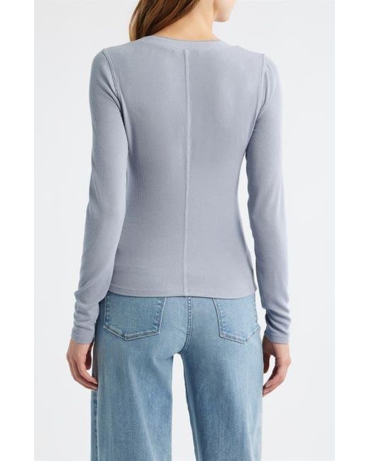 FRAME Blue The Mesh Trim Rib Henley