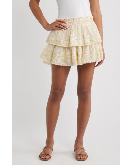 LoveShackFancy Natural Layered Ruffle Miniskirt