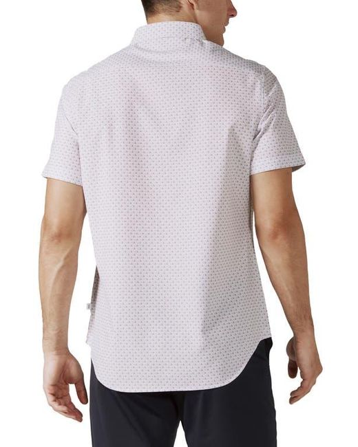 7 Diamonds White Kyro Geo Print Short Sleeve Performance Button-Up Shirt for men
