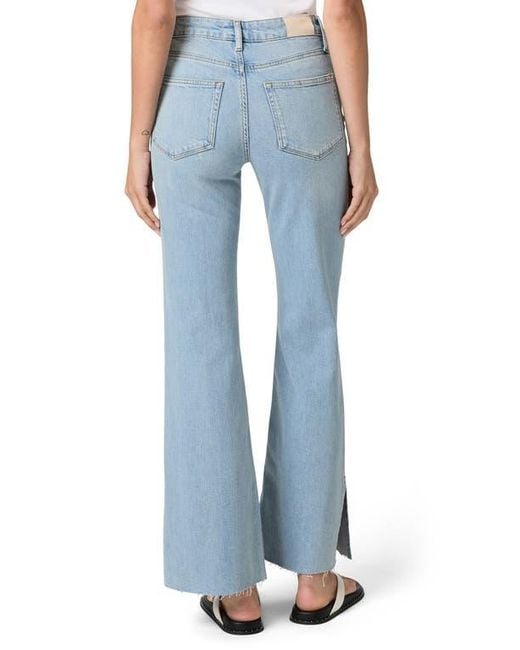 PAIGE Blue Sofia Braided Patch Pocket Split Hem Flare Jeans