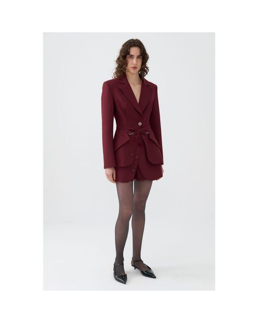 Nocturne Red Belted Blazer Jacket