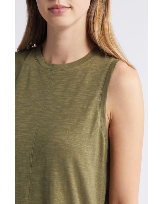 Caslon Green Caslon(r) Sleeveless Cotton Blend Crewneck T-shirt