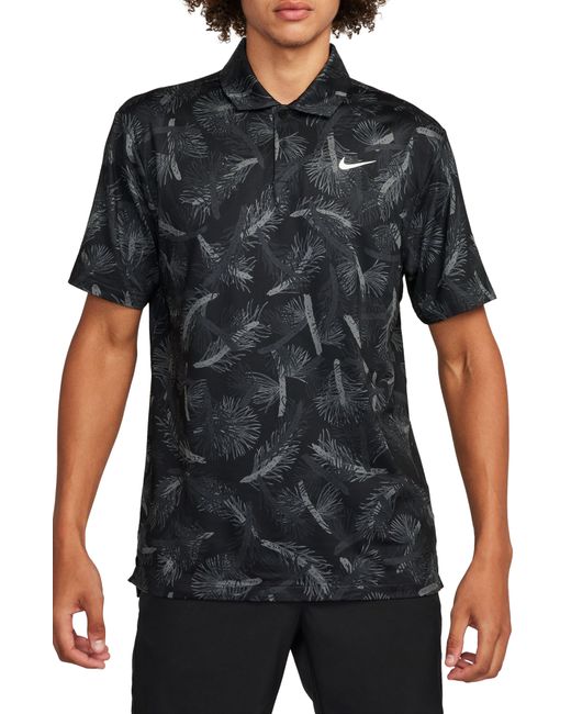 Nike Black Tour Pines Print Dri-fit Golf Polo for men