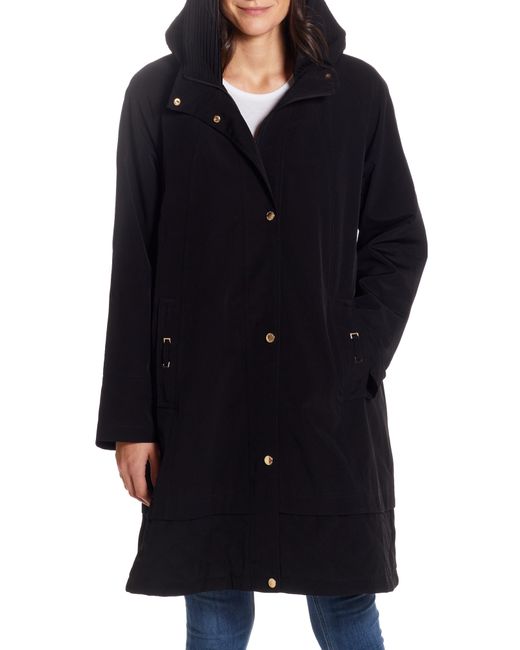 Gallery Black Water Resistant Hooded Rain Coat