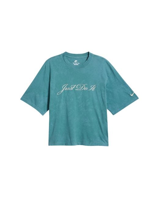 Nike Green Just Do It Boxy Embroidered T-shirt
