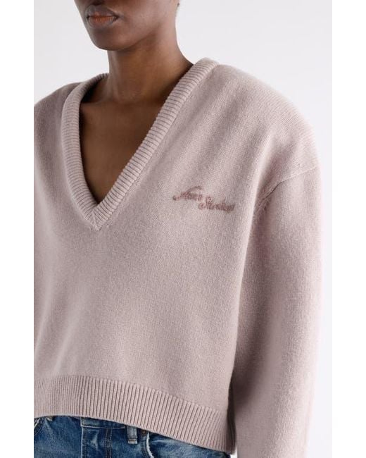 Acne Blue Kolid Richard Yak Hair & Wool V-Neck Crop Sweater