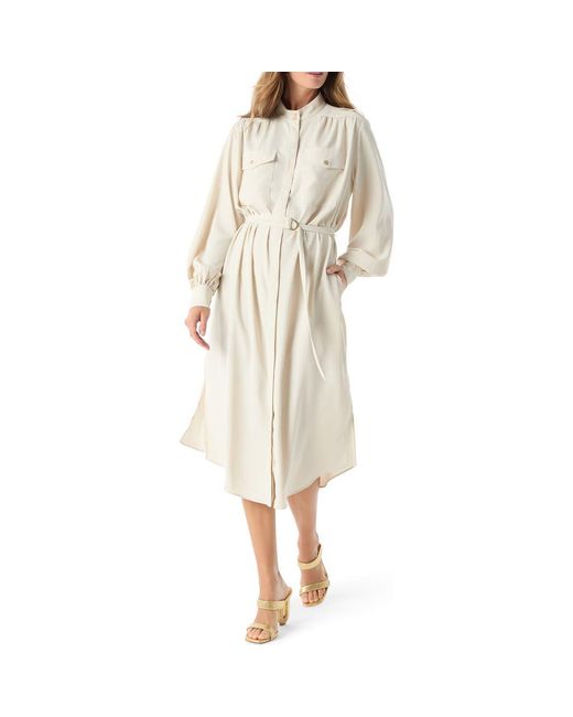 DO by Dee Ocleppo Women's Natural Lunara Belted Long Sleeve Shirtdress
