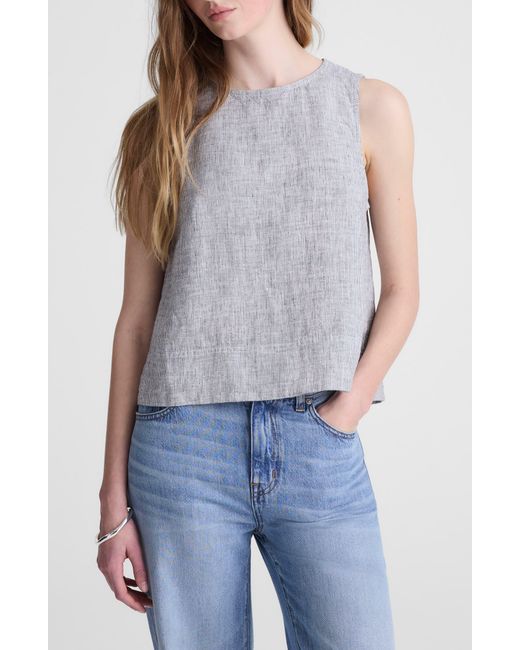 Madewell Gray Pleated Linen Shell Top