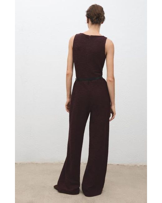 Mango Purple Belted Sleeveless Marl Jumpsuit