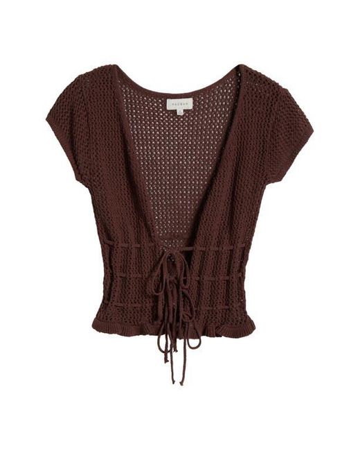PacSun Blue Madeline Open Stitch Tie Front Cotton Top