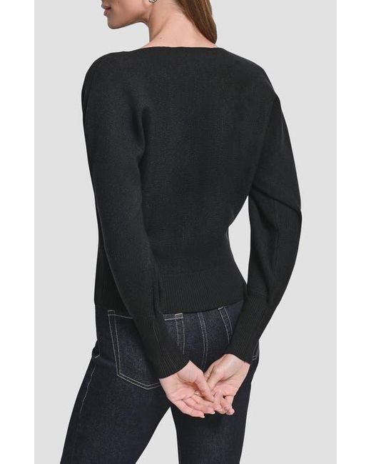 DKNY Black V-Neck Dolman Sleeve Sweater