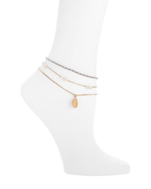 BP. White Set Of 3 Assorted Anklets