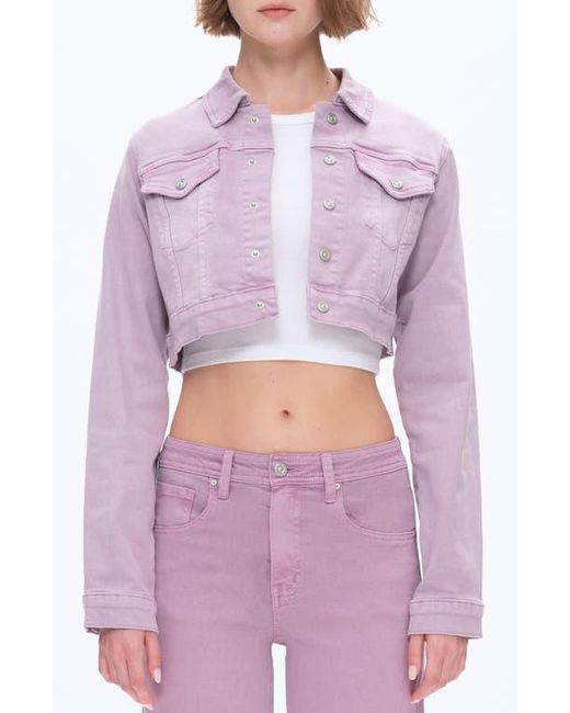 Bayeas Purple Flora Crop Denim Jacket
