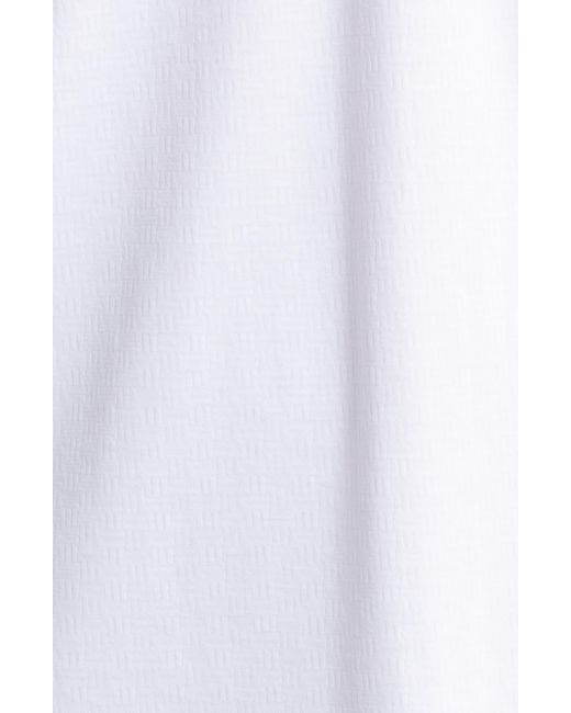 Johnston & Murphy White Quarter Zip Jacquard Pima Cotton Blend Knit Polo for men