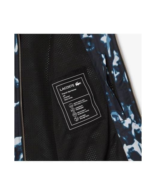 Lacoste Blue Elevated Tennis Water Repellent Zip Jacket for men