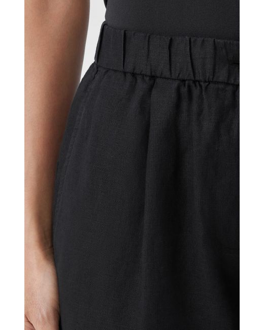 Eileen Fisher Black Organic Linen Shorts