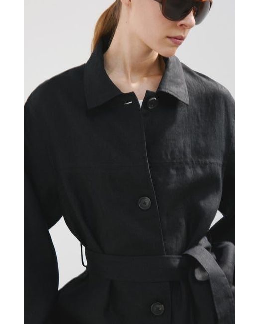 Mango Black Belted Linen Jacket