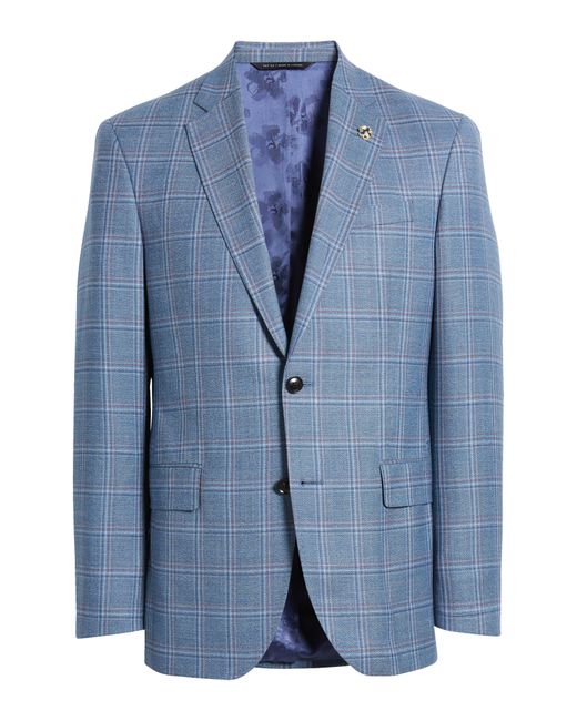 Ted Baker Blue Jay Deco Plaid Slim Fit Wool Sport Coat for men