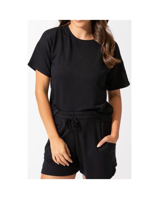 Threads For Thought Black Shana Drop Shoulder Terry Top