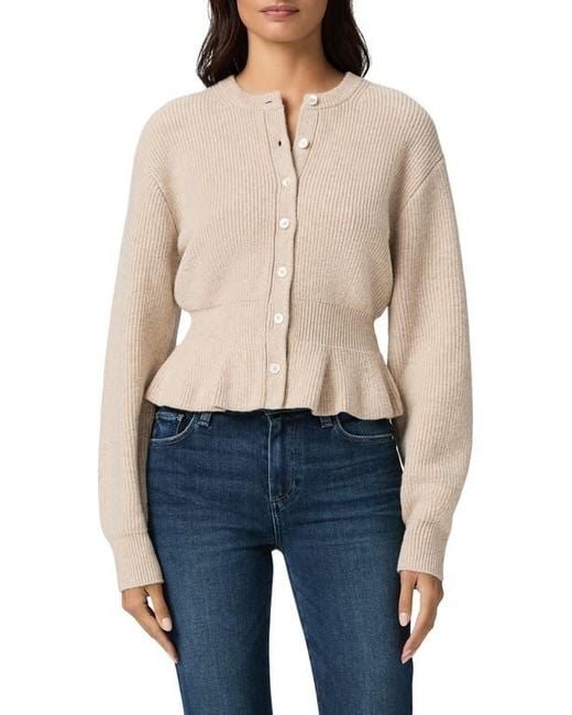 PAIGE Blue Roslin Wool Blend Peplum Cardigan