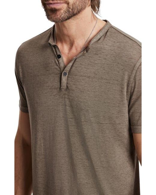 John Varvatos Gray Duke Short Sleeve Slub Henley for men