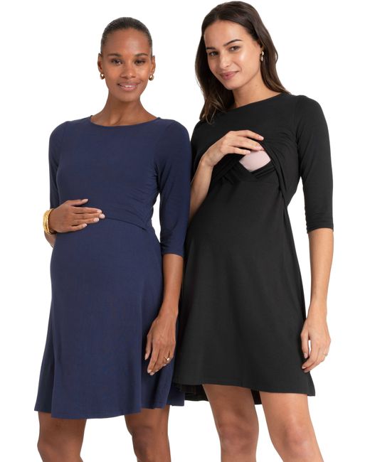 Seraphine Blue Assorted 2-pack A-line Maternity/nursing Dresses