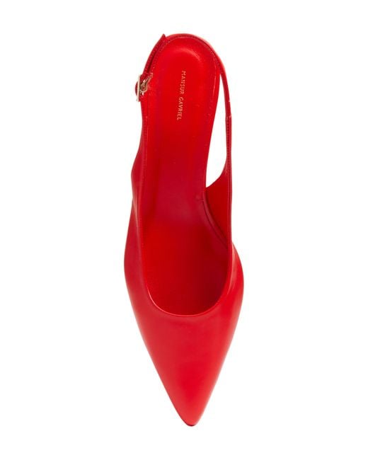 Mansur Gavriel Red Pointed Toe Slingback Pump
