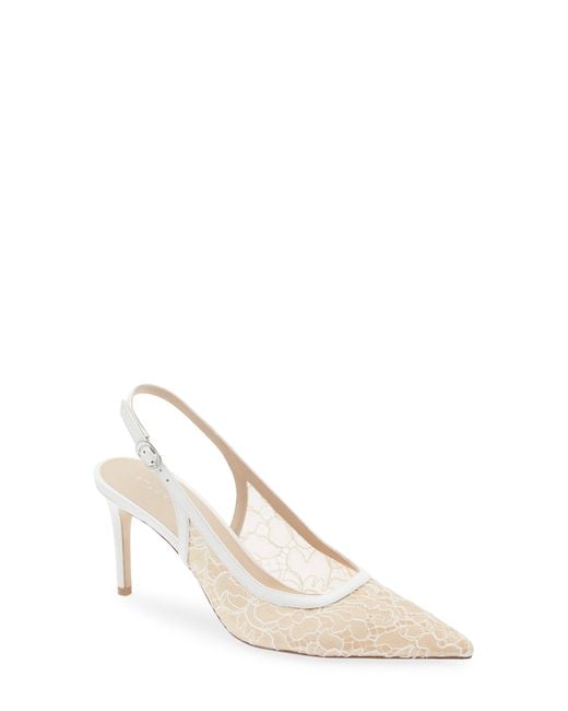 Stuart Weitzman White Stuart Power 75 Pointed Toe Slingback Pump