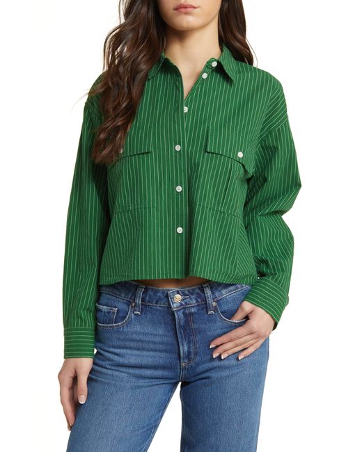 Madewell Green Signature Poplin Cargo Cotton Button-up Shirt